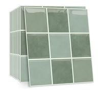 Celestdeco 2D Sage Green Self Adhesive Wall Tiles,10 Pack Peel and Stick Tiles for Bathroom and Kitchen,Waterproof Adhesive Wall Tiles and Bathroom Tile Stickers 30x30cm