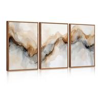 Celestdeco Abstract Neutral Framed Canvas Wall Art Set, Retro Watercolor Landscape Wall Decor, Modern Texture Poster, Minimalist Nature Wall Painting for Living Room, Bedroom, Office 30x40cm
