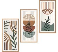 Celestdeco Boho Framed Wall Art Set,3 Piece Abstract Wall Art,Nature Inspired Hanging Ornaments Decorations,Modern Abstract Geometric Decor for Living Room,Bedroom, Office,Kitchen