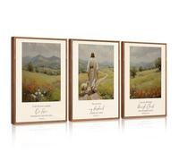 Celestdeco Christian Bible Verses Framed Wall Art,Vintage Jesus Inspirational Scripture Canvas Wall Decor,Religious Abstract Flowers Nature Landscape Gallery Decor for Home Office Bedroom 30x40cm