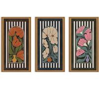 Celestdeco Framed Botanical Wall Art Floral Abstract Neutral Living 20x40cm