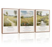 Celestdeco Framed Christian Artworks Bible Verse Canvas Wall Art Set,Cross Bible Verse Decor Christian Art Prints Large Scripture Wall Art Religious PSALM LUKE Quote Pictures for Home 30x40cm