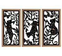 Celestdeco Gothic Black Cat Wall Art Set of 3,Witchy Butterfly Hanging Decor,Minimalist Gothic Home Decor for Apartment Living Room Bedroom Wall Decor