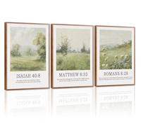 Celestdeco Hide Landscape Flowers Scripture Wall Art Christian Vintage Framed Wall Decor Bible Verses Jesus Green Prints Bible Verse Canvas Over Bed Artworks for Bedroom Prayer Room 30x40cm
