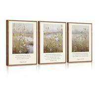 Celestdeco Large Christian Bible Verses Framed Canvas Wall Art,Vintage Scripture Wildflower Wall Decor,Modern Jesus Religious Nature Landscape Artwork for Living Room,Bedroom,Dining Room 30x40cm