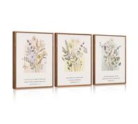 Celestdeco Large Christian Wall Art Framed Set of 3 Floral Bible Verse Scripture Artwork Minimalist Botanical Religious Canvas Wall Decor for Church Living room Bedroom 30x40cm