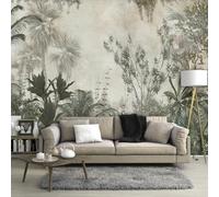 Celestdeco Tropical Botanical Wallpaper, Foggy Forest Wall Mural, Modern Floral Mural Wallpaper for Living Room, Bedroom, Large Background - 141" W x 96" H (Not Peel and Stick)