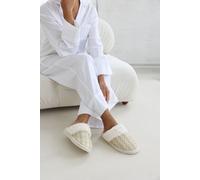 'Celeste' Sequin Tweed Mule Slippers With Faux Fur Trim Where's That From Beige 8