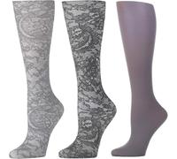 Celeste Stein Compression Socks for Women, 8-15mmhg Mild, Set Of 3, Made In Usa, Help Leg Circulation Morning Lace Queen, 3count