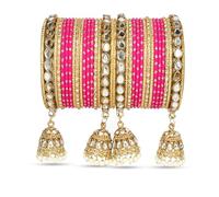 CelesteNation Indian Ethnic Partywear Handmade Bangles - Elegant Jewelry for Women, Perfect for Weddings, Festivals, and Everyday Wear, 2.10(Extra Large), Metal, Cubic Zirconia