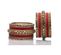 CelesteNation Metal Bangle Set for Women - Handmade Indian Bangles Ethnic Fashion Jewelry Bridal Wedding Festival Party Accessories, 2.4, Zinc, no gemstone