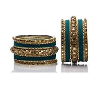 CelesteNation Metal Bangle Set for Women - Handmade Indian Bangles Ethnic Fashion Jewelry Bridal Wedding Festival Party Accessories, 2.8, Zinc, no gemstone