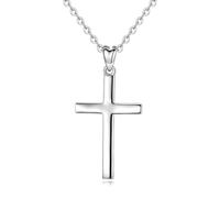 CELESTIA 925 Silver Cross Necklace for Women, Small Dainty Sterling Silver Cross Pendant with Adjustable Stainless Steel Chain 20", Ladies Jewellery, Gifts for Women, Teen Girls