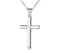 CELESTIA 925 Silver Cross Necklace for Women - Sterling Silver Cross Pendant with Adjustable Stainless Steel Chain 20-24", Ladies Jewellery, Gifts for Women & Teen Girls