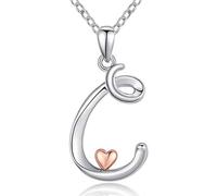 CELESTIA 925 Sterling Silver Initial Letter C Heart Necklace for Women Personalized Jewellery Birthday Gifts for Girls