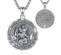 CELESTIA 925 Sterling Silver St. Michael/St. Christopher/St. Benedict/St. Gabriel/Virgin Mary/Jesus/Caravaca/Metatron/Seal of Seven Archangel Medals for Men Women Religious Gifts, Sterling Silver, No