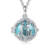 CELESTIA Family Tree Bola Necklace for Pregnant Women Silver Plated Angel Callers Pregnancy Gifts for Mum Expecting New Mothers, 30" + 45" Chain