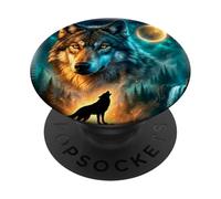 Celestia l- Forest - Howling - Wolf PopSockets Adhesive PopGrip
