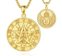 CELESTIA Pentagram Necklace Silver 925 Gold Plated Tetragrammaton Engraved Pentacle Pendant Witch Wiccan Talisman Gothic Jewellery Thoughtful Gifts for Men Women 24"