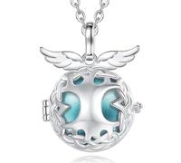 CELESTIA Pregnancy Angel Caller Necklace, Music Bola Pendant for Pregnant Women, Silver Tree of Life Locket with Chime Ball, Pregnancy Gifts for Mum Expecting/Mum to Be, 45 Long Chain