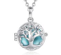 CELESTIA Pregnancy Bell Necklace, Angel Caller for Pregnant Women, Silver Plated Tree of Life Locket Pendant with Chime Ball, Pregnancy Gifts for Mum Expecting/Mum to Be, 45 Long Chain