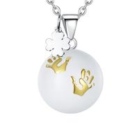 CELESTIA Pregnancy Bell Necklace Angel Calling Sounding Ball Mexican Bola Pendant with Clover, Prenatal Jewellery, Gifts for Mum-to-be, Two Lengths 30"/ 45"