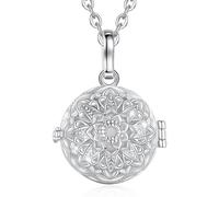 CELESTIA Silver Plated Angel Caller Necklace for Pregnant Women Flower Pendant with Chime Ball and Chains, Mummy to Be Gifts, Pregnancy Gifts
