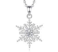 CELESTIA Sparkly Snowflake Necklace 925 Sterling Silver Christmas Necklace for Women Xmas Jewellery Gifts for Her Birthday/Christmas/New Year -18" Chain
