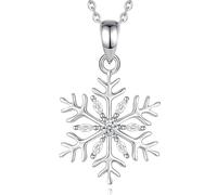 CELESTIA Sparkly Snowflake Pendant Necklace 925 Sterling Silver Xmas Necklace for Women Christmas Jewellery Gifts for Her Birthday/Christmas-18 Chain