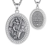 CELESTIA St Christopher Necklace Women Sterling Silver Saint Christopher Pendant Protection Necklace Religious Jewellery Christian Catholic Gifts for Women Travelling Gifts