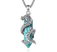CELESTIA Turquoise Jewellery for Women, Turquoise Necklace, Silver Plated Gothic Dargon Pendant Neckless, Boho Jewellery for Women UK, Gifts for Her, Mum, Birthday/Mothers Day
