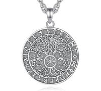 CELESTIA Viking Necklace Men Women Viking Wolf Pendant Fenrir Wolf Vegvisir Yggdrasil Norse Runes Scandinavia Viking Jewellery for Men Viking Gifts for Men