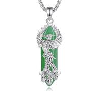 CELESTIA Womens Phoenix Rising Necklace Silver Plated Copper Phoenix Pendant with Green Aventurine Stone Adjustable Stainless Steel Chain New Job Gifts for Women