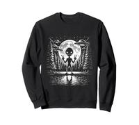 Celestial Alien Encounter Under the Moon Mysterious UFO Sweatshirt