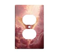Celestial Angel Light Switch Cover Plate/Outlet Covers, Soft Peach Heavenly Design for Home Decor, Thermoplastic Wall Plates, Standard Size Single Duplex Outlet