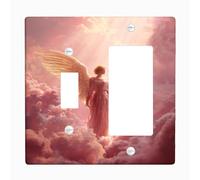 Celestial Angel Light Switch Cover Plate/Outlet Covers, Soft Peach Heavenly Design for Home Decor, Thermoplastic Wall Plates, Standard Size Toggle Rocker