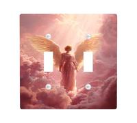 Celestial Angel Light Switch Cover Plate/Outlet Covers, Soft Peach Heavenly Design for Home Decor, Thermoplastic Wall Plates, Standard Size Double Toggle