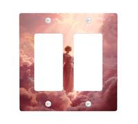 Celestial Angel Light Switch Cover Plate/Outlet Covers, Soft Peach Heavenly Design for Home Decor, Thermoplastic Wall Plates, Standard Size Double Rocker