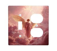 Celestial Angel Light Switch Cover Plate/Outlet Covers, Soft Peach Heavenly Design for Home Decor, Thermoplastic Wall Plates, Standard Size Toggle Duplex