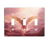 Celestial Angel Light Switch Cover Plate/Outlet Covers, Soft Peach Heavenly Design for Home Decor, Thermoplastic Wall Plates, Standard Size Triple Toggle