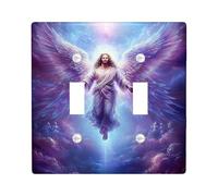 Celestial Angel Light Switch Cover Plate/Outlet Covers, Violet Heavenly Design for Home Decor, Thermoplastic Wall Plates, Standard Size Double Toggle