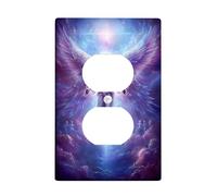 Celestial Angel Light Switch Cover Plate/Outlet Covers, Violet Heavenly Design for Home Decor, Thermoplastic Wall Plates, Standard Size Single Duplex Outlet