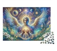 Celestial Angel Music Notes Jigsaw Puzzles Puzzle for Adults Kids. 1000 Piece Whimsical Challenge Toy Educational Game Home Decoration for Educational Games Gifts 38x26cm/1000pcs