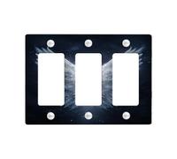 Celestial Angel Wings Light Switch Cover Plates/Outlet Covers, Ethereal White Design for Home Décor, Thermoplastic Wall Plates, Standard Size 3 Gang Wall Plate