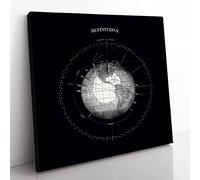 Celestial Astronomical Chart of Earth Vintage Canvas Wall Art Print Ready to Hang, Framed Picture for Living Room Bedroom Home Office Décor, 35x35 cm (14x14 Inch)