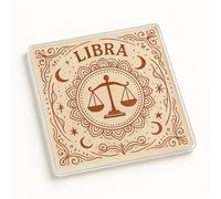 Celestial Balance Acrylic Coaster Gift - Unique Zodiac Libra Design with Bohemian Artistry and Mystical Astrology Elements