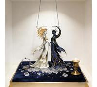 Celestial Balance Ornament,2D Flat Acrylic Sun and Moon Goddess Hanging Window Decoration,Mystical Elegant Dual Art Hanging for Home Decor