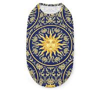Celestial Baroque Blue Gold Sun Face Pets Shirt Vest Cute Dog Tank Top Soft Sleeveless T-Shirt for Puppy Kitty Cats 2XL