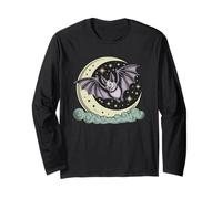 Celestial Bat Flight Vintage Moon Star Gothic Long Sleeve T-Shirt