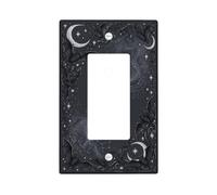 Celestial Bat Night Skyline Motif Gothic Single Rocker Light Switch Cover